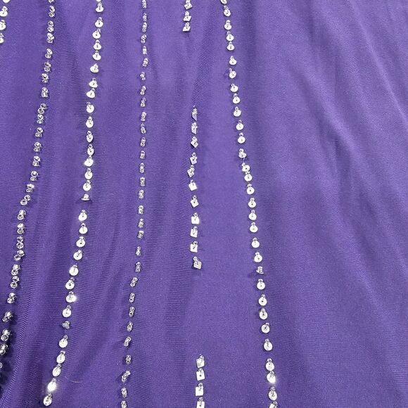 Betsy & Adam WOMENS SIZE 0 Purple Metallic Halter Formal Evening Dress Gown - Picture 11 of 16